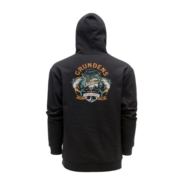 Grundens Displacement Hoodie Anchor Tuna Tattoo Black