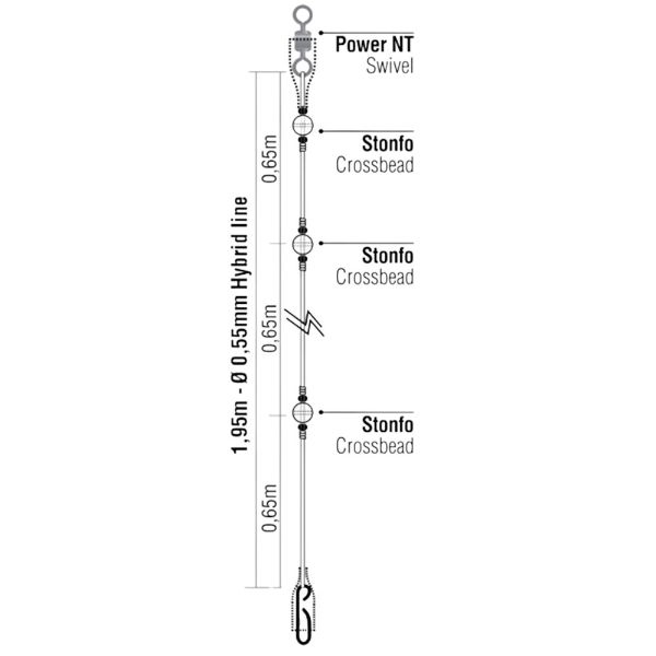 Kali Long Distance Shore Rig 3 Stonfo Beads (3 Colgadas)