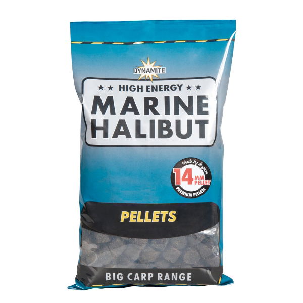 Marine Halibut Pellets 14mm Pre Drilled 900g 