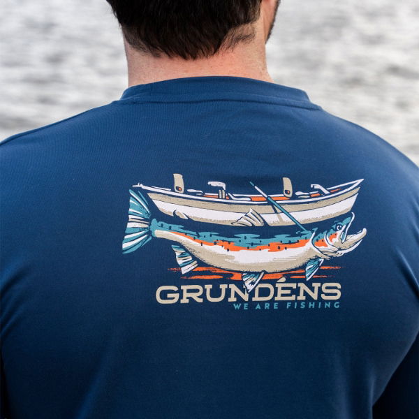 Grundens Tech LS Tee Drift Boat Blue Abyss