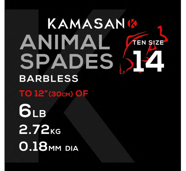 Kamasan Animal Barbless Spade Hooks to Nylon 