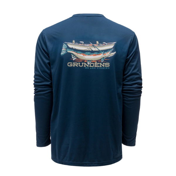 Grundens Tech LS Tee Drift Boat Blue Abyss