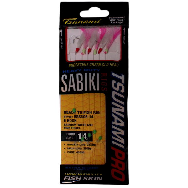 SureCatch Ultra One Touch 6 Hook Sabiki White Pink Tinsel