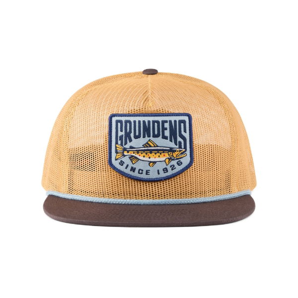 Grundens Trout Patch Mesh Trucker Whiskey/Dark Brown ONE SIZE
