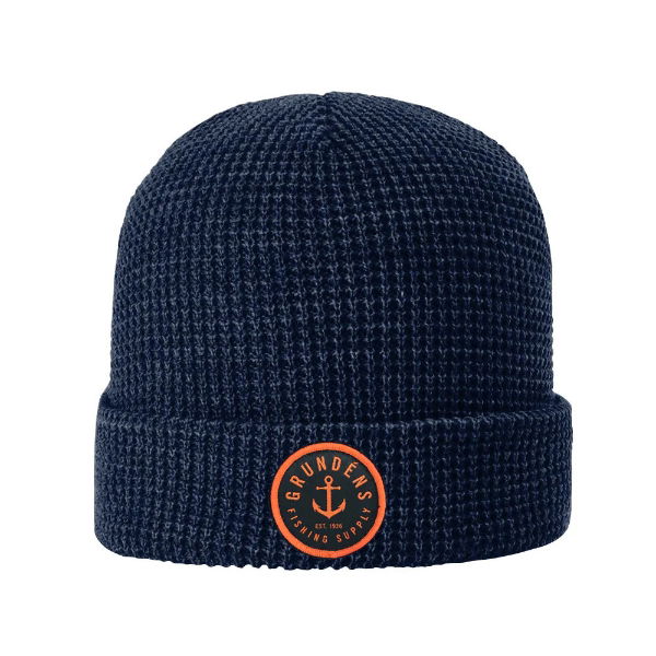 Anchor Waffle Beanie Navy ONE SIZE