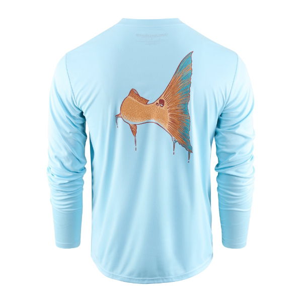 Grundens Chasing Tail LS Tech Tee Aquamarine