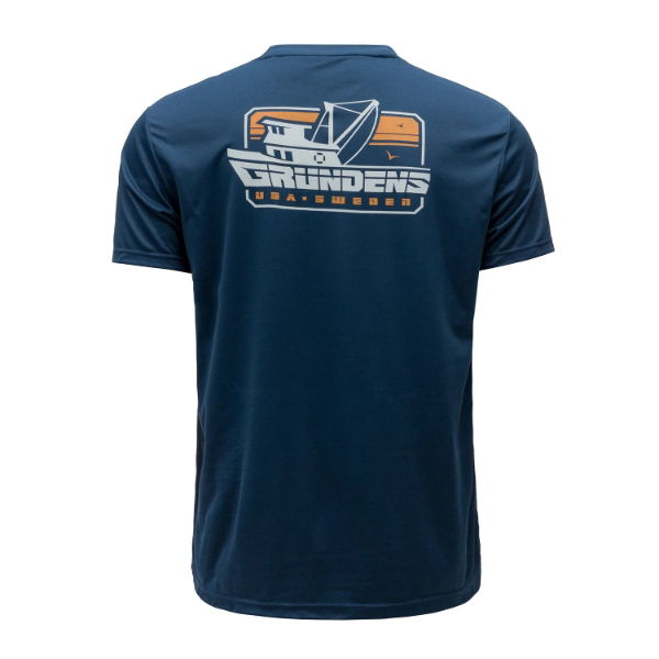 Grundens Commercial Boat LS Tech Tee Dark Navy