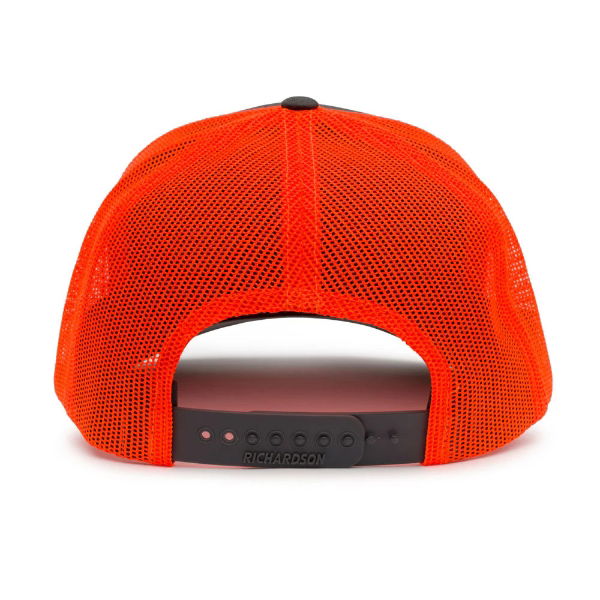 Offset Embroidered Logo Trucker Hat Charcoal Neon Orange ONE SIZE