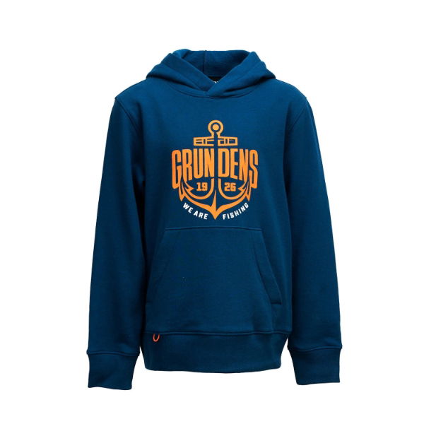 Grundens Youth Displacement Hoodie Logo Anchor Navy